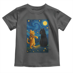 Cat Starry Night Toddler T Shirt Van Gogh Violin Kitty Lover TS14 Dark Heather Print Your Wear