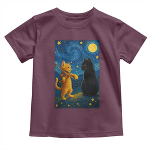 Cat Starry Night Toddler T Shirt Van Gogh Violin Kitty Lover TS14 Maroon Print Your Wear