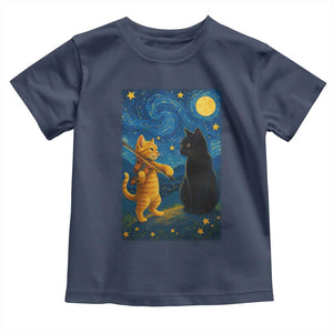 Cat Starry Night Toddler T Shirt Van Gogh Violin Kitty Lover TS14 Navy Print Your Wear