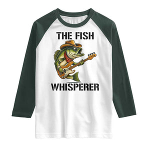 Funny Bass Fishing Raglan Shirt The Fish Whisperer Fisherman Humor TS14 White Dark Forest Green Print Your Wear