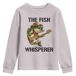 Funny Bass Fishing Youth Sweatshirt The Fish Whisperer Fisherman Humor TS14 Ice Gray Print Your Wear