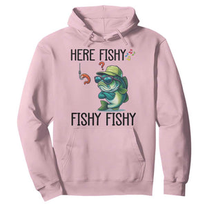 Funny Bass Fish Hoodie Here Fishy Fishy Fisherman Fishing Lover TS14 Light Pink Print Your Wear
