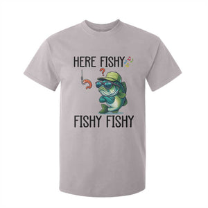 Funny Bass Fish T Shirt For Kid Here Fishy Fishy Fisherman Fishing Lover TS14 Ice Gray Print Your Wear