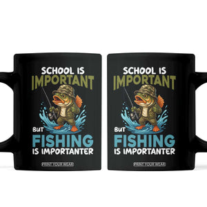 School Is Important But Fishing Is Important Coffee Mug Funny Bass Fishing TS14 Black Print Your Wear