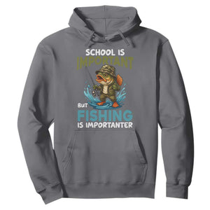 School Is Important But Fishing Is Important Hoodie Funny Bass Fishing TS14 Charcoal Print Your Wear
