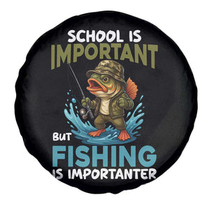 School Is Important But Fishing Is Important Spare Tire Cover Funny Bass Fishing TS14 Print Your Wear
