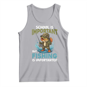 School Is Important But Fishing Is Important Tank Top Funny Bass Fishing TS14 Athletic Heather Print Your Wear