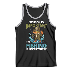 School Is Important But Fishing Is Important Tank Top Funny Bass Fishing TS14 Black Athletic Heather Print Your Wear