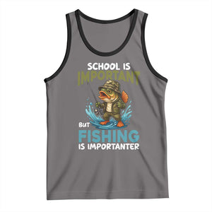 School Is Important But Fishing Is Important Tank Top Funny Bass Fishing TS14 Deep Heather Black Print Your Wear