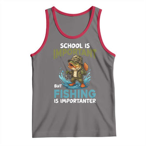 School Is Important But Fishing Is Important Tank Top Funny Bass Fishing TS14 Deep Heather Red Print Your Wear