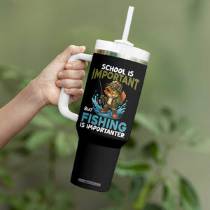 School Is Important But Fishing Is Important Tumbler With Handle Funny Bass Fishing TS14 Print Your Wear