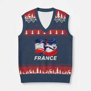 France Soccer Football Fan French Flag V-Neck Knit Sweater Vest TS14 Navy Red Print Your Wear