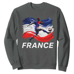 France Soccer Football Fan French Flag Sweatshirt TS14 Dark Heather Print Your Wear