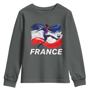 France Soccer Football Fan French Flag Youth Sweatshirt TS14 Dark Heather Print Your Wear