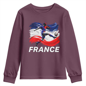 France Soccer Football Fan French Flag Youth Sweatshirt TS14 Maroon Print Your Wear