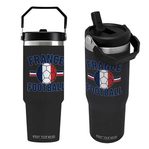 French Flag France Soccer Football Fan Flip Straw Tumbler TS14 One Size: 30 oz Black Print Your Wear