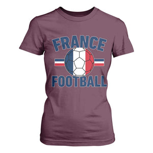 French Flag France Soccer Football Fan T Shirt For Women TS14 Maroon Print Your Wear
