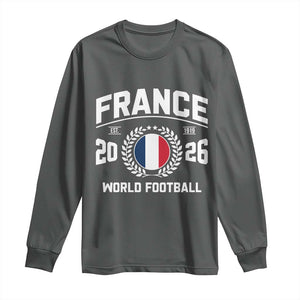 France Soccer Fan French Flag Patriotic Sports Long Sleeve Shirt TS14 Dark Heather Print Your Wear