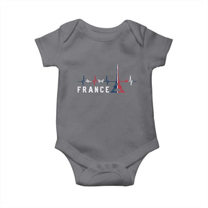 France Paris Heartbeat French Flag Eiffel Tower Souvenir Gift Baby Onesie TS14 Charcoal Print Your Wear
