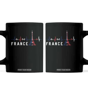 France Paris Heartbeat French Flag Eiffel Tower Souvenir Gift Coffee Mug TS14 Black Print Your Wear