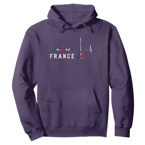 France Paris Heartbeat French Flag Eiffel Tower Souvenir Gift Hoodie TS14 Purple Print Your Wear