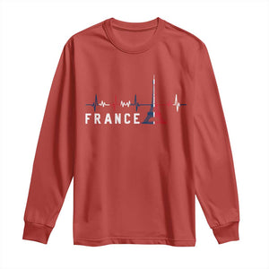 France Paris Heartbeat French Flag Eiffel Tower Souvenir Gift Long Sleeve Shirt TS14 S Red Print Your Wear