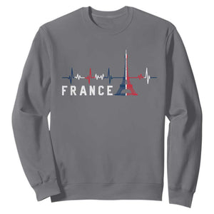 France Paris Heartbeat French Flag Eiffel Tower Souvenir Gift Sweatshirt TS14 Charcoal Print Your Wear