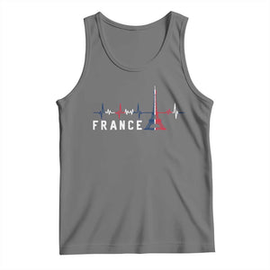 France Paris Heartbeat French Flag Eiffel Tower Souvenir Gift Tank Top TS14 Black Heather Print Your Wear