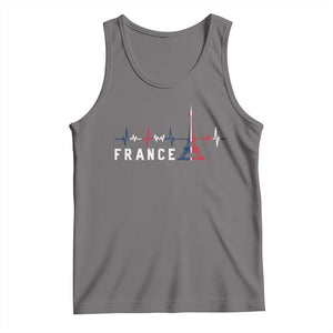 France Paris Heartbeat French Flag Eiffel Tower Souvenir Gift Tank Top TS14 Deep Heather Print Your Wear