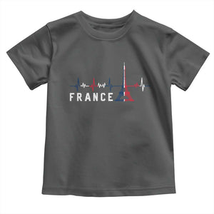 France Paris Heartbeat French Flag Eiffel Tower Souvenir Gift Toddler T Shirt TS14 Dark Heather Print Your Wear
