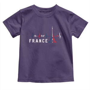 France Paris Heartbeat French Flag Eiffel Tower Souvenir Gift Toddler T Shirt TS14 Purple Print Your Wear