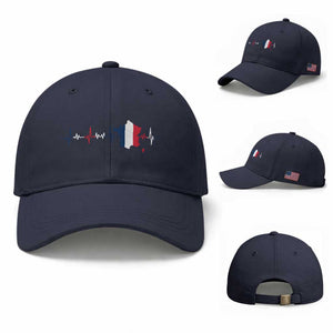 France Heartbeat EKG French Flag Map Baseball Cap TS14 Baseball Cap Universal Fit Navy Print Your Wear
