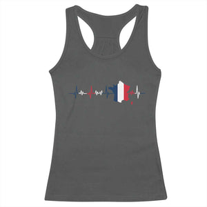 France Heartbeat EKG French Flag Map Racerback Tank Top TS14 Dark Heather Print Your Wear