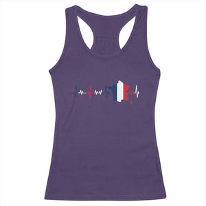France Heartbeat EKG French Flag Map Racerback Tank Top TS14 Purple Print Your Wear