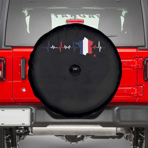 France Heartbeat EKG French Flag Map Spare Tire Cover TS14 Black Print Your Wear
