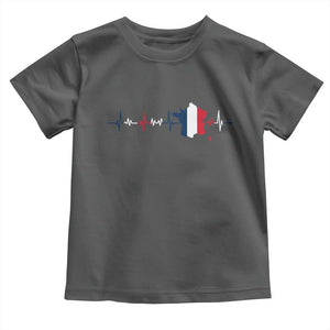 France Heartbeat EKG French Flag Map Toddler T Shirt TS14 Dark Heather Print Your Wear