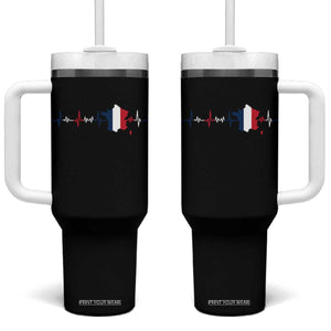 France Heartbeat EKG French Flag Map Tumbler With Handle TS14 One Size: 40 oz Black Print Your Wear