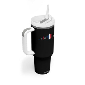 France Heartbeat EKG French Flag Map Tumbler With Handle TS14 Print Your Wear