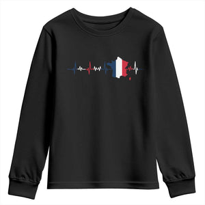 France Heartbeat EKG French Flag Map Youth Sweatshirt TS14 Black Print Your Wear