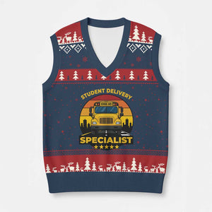 School Bus Driver V-Neck Knit Sweater Vest Student Delivery Specialist TS14 Navy Red Print Your Wear