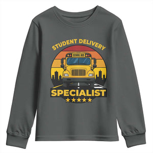 School Bus Driver Youth Sweatshirt Student Delivery Specialist TS14 Dark Heather Print Your Wear