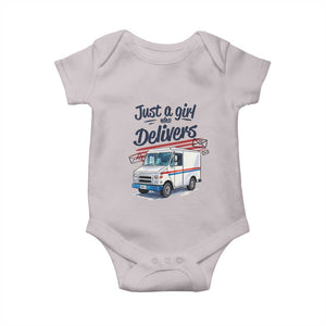 Funny Postal Worker Baby Onesie Just A Girl Who Delivers TS14 Ice Gray Print Your Wear