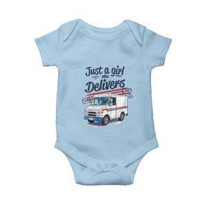Funny Postal Worker Baby Onesie Just A Girl Who Delivers TS14 Light Blue Print Your Wear