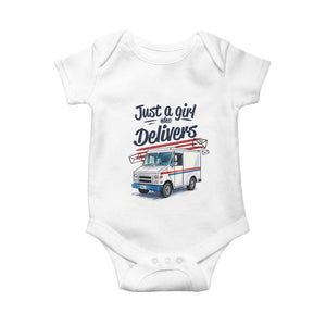 Funny Postal Worker Baby Onesie Just A Girl Who Delivers TS14 White Print Your Wear