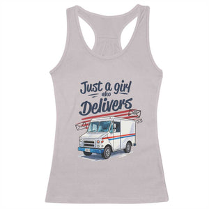 Funny Postal Worker Racerback Tank Top Just A Girl Who Delivers TS14 Ice Gray Print Your Wear