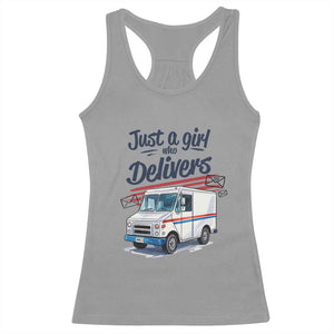 Funny Postal Worker Racerback Tank Top Just A Girl Who Delivers TS14 Sport Gray Print Your Wear