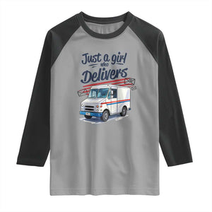 Funny Postal Worker Raglan Shirt Just A Girl Who Delivers TS14 Sport Gray Black Print Your Wear
