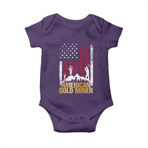 Gold Miner Patriotic American Flag Baby Onesie TS14 Purple Print Your Wear