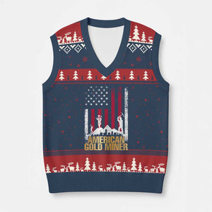 Gold Miner Patriotic American Flag V-Neck Knit Sweater Vest TS14 Navy Red Print Your Wear