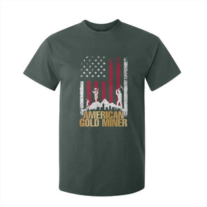 Gold Miner Patriotic American Flag T Shirt For Kid TS14 Dark Forest Green Print Your Wear